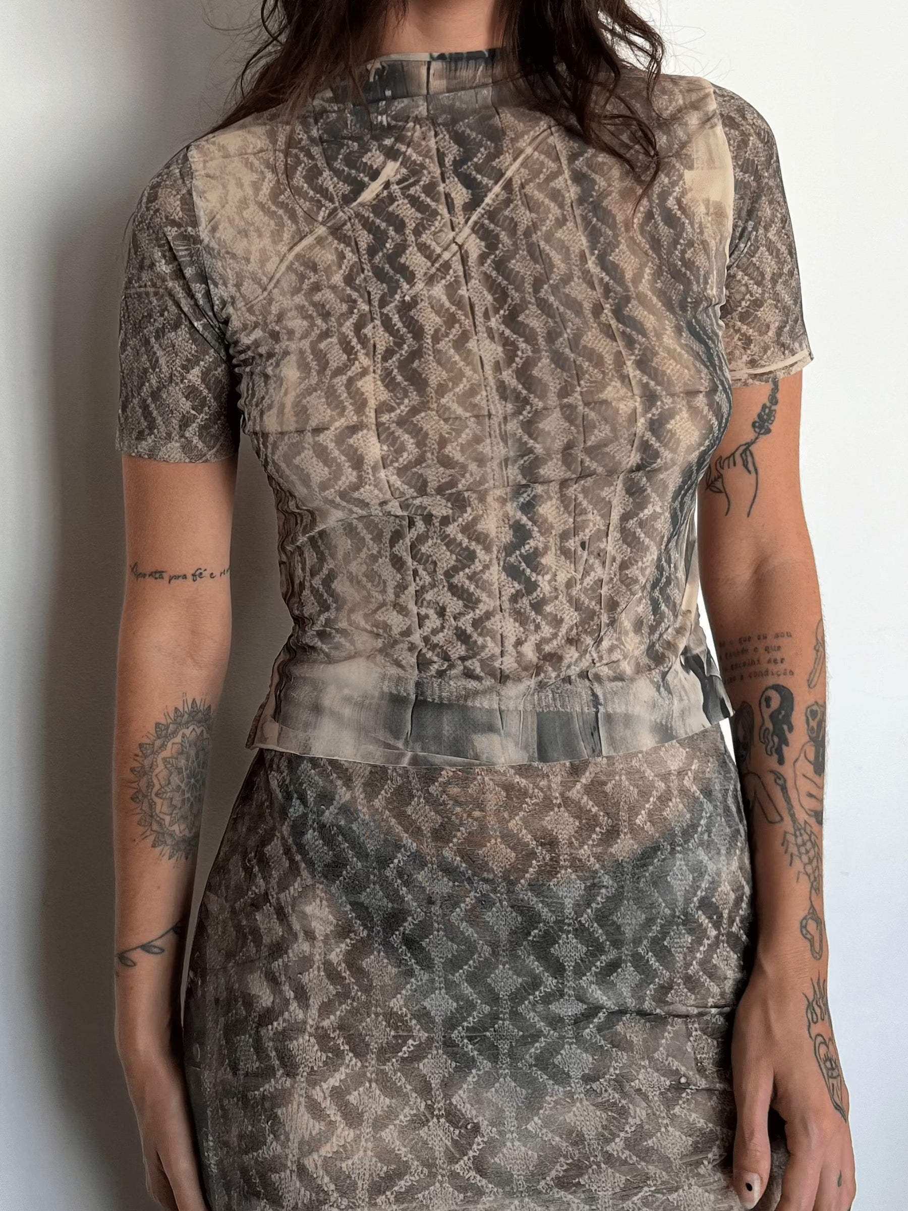 HANDPRINTED LACE KNIT JERSEY TOP-Raquel de Carvalho-APOC STORE