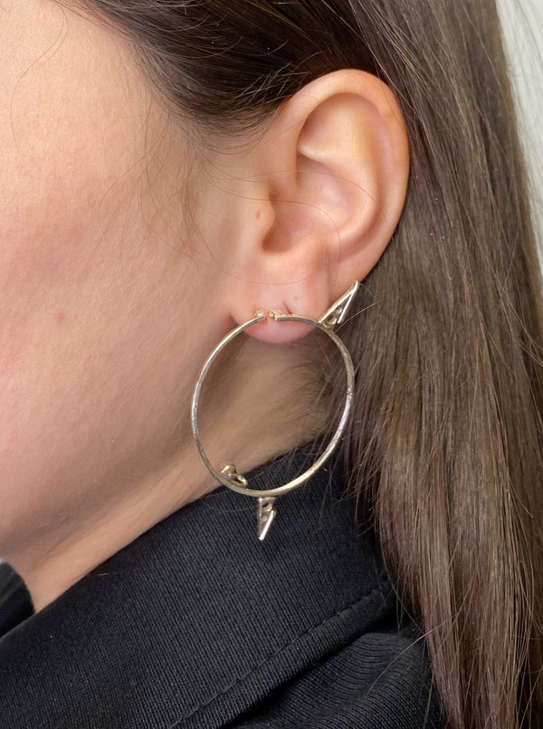 Pair of small silver pearl glasses earrings 2-Lou de Bètoly-APOC STORE