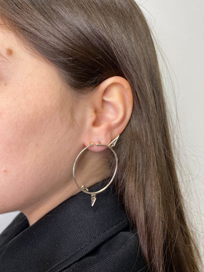 Pair of small silver glasses earrings 2-Lou de Bètoly-APOC STORE