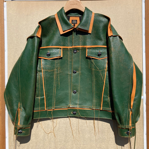 Jetpack Hom(m)e Green/Tan Leather Jacket: – APOC STORE