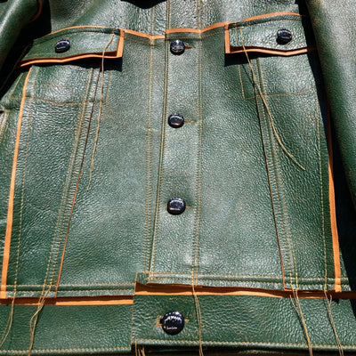 Green/Tan Leather Jacket:-Jetpack Hom(m)e-APOC STORE