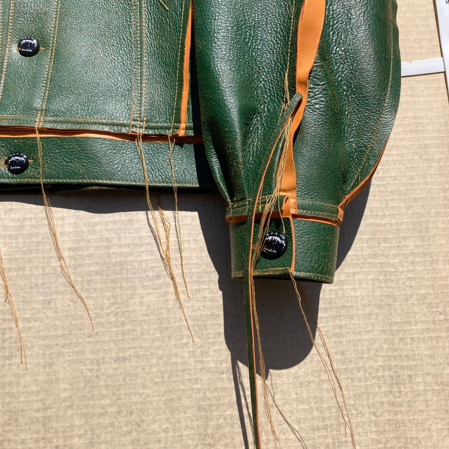 Green/Tan Leather Jacket:-Jetpack Hom(m)e-APOC STORE