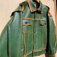 Green/Tan Leather Jacket:-Jetpack Hom(m)e-APOC STORE