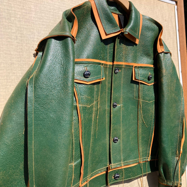Jetpack Hom(m)e Green/Tan Leather Jacket: – APOC STORE