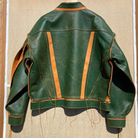 Green/Tan Leather Jacket:-Jetpack Hom(m)e-APOC STORE