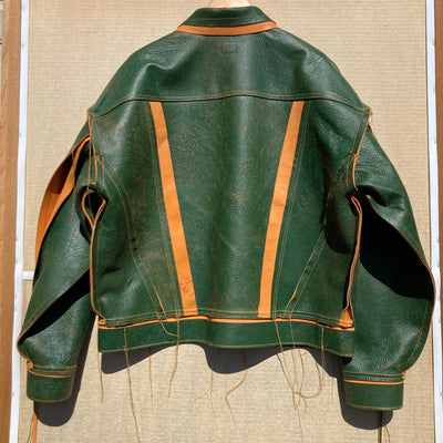 Green/Tan Leather Jacket:-Jetpack Hom(m)e-APOC STORE