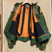 Green/Tan Leather Jacket:-Jetpack Hom(m)e-APOC STORE