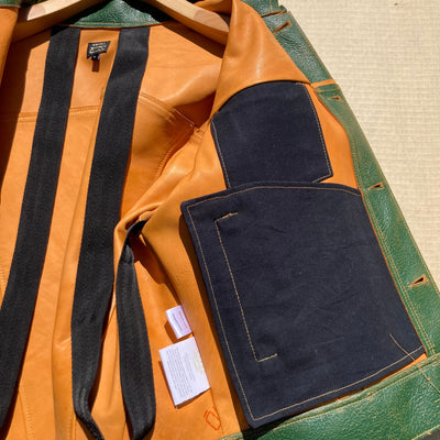 Green/Tan Leather Jacket:-Jetpack Hom(m)e-APOC STORE