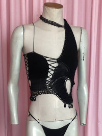 KNIT BLACK CHOKER TOP-Lou de Bètoly-APOC STORE