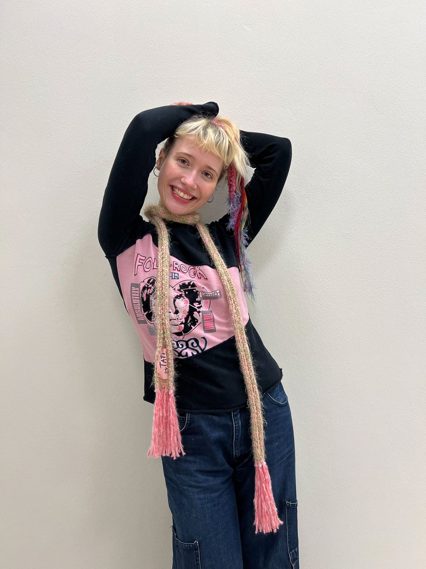 Skinny scarf pink-TATi-APOC STORE