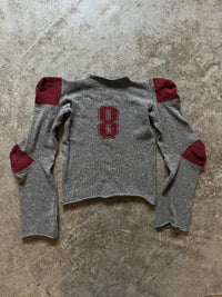 Football jersey wool knit jumper grey/red-Lilies of the Valley-APOC STORE