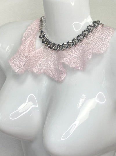 Knitted Choker Pink 2-Lou de Bètoly-APOC STORE