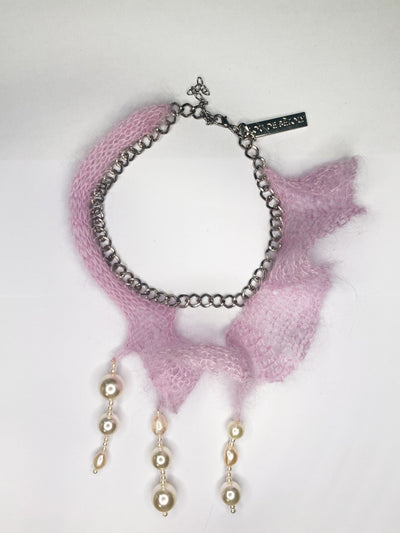 Knitted Choker Pink 1-Lou de Bètoly-APOC STORE