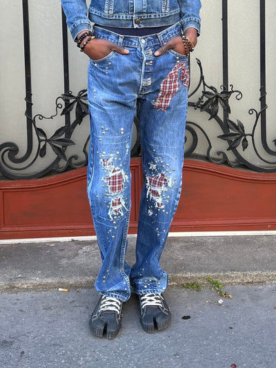 Studded Denim jeans #2-Hannah Creak-APOC STORE