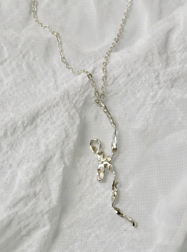 Burnt Bow Necklace - Silver-Nadia Ridiandries-APOC STORE
