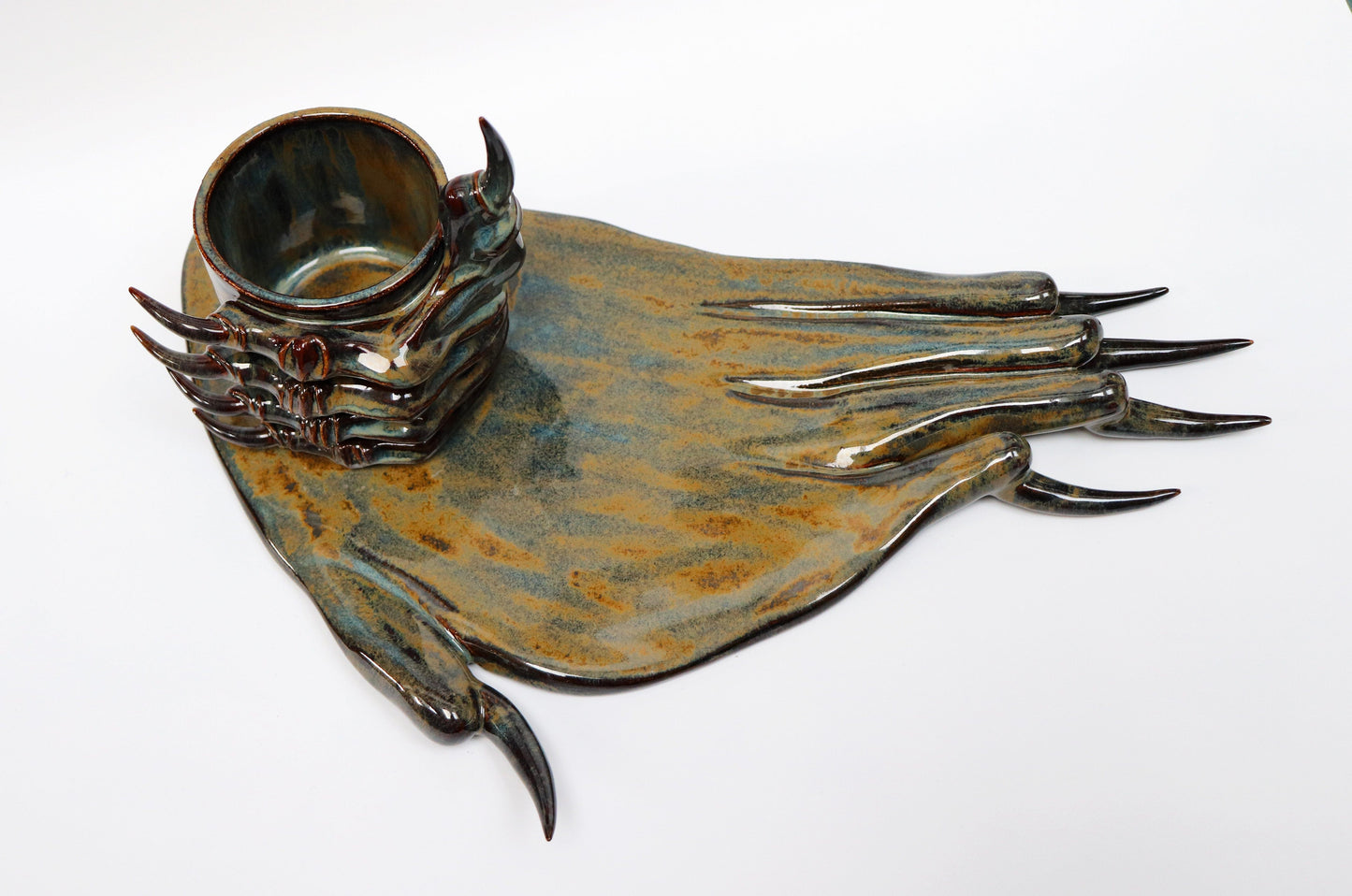 Bluish Brown Monstrous Cups & Plate-Naomi Gilon-APOC STORE