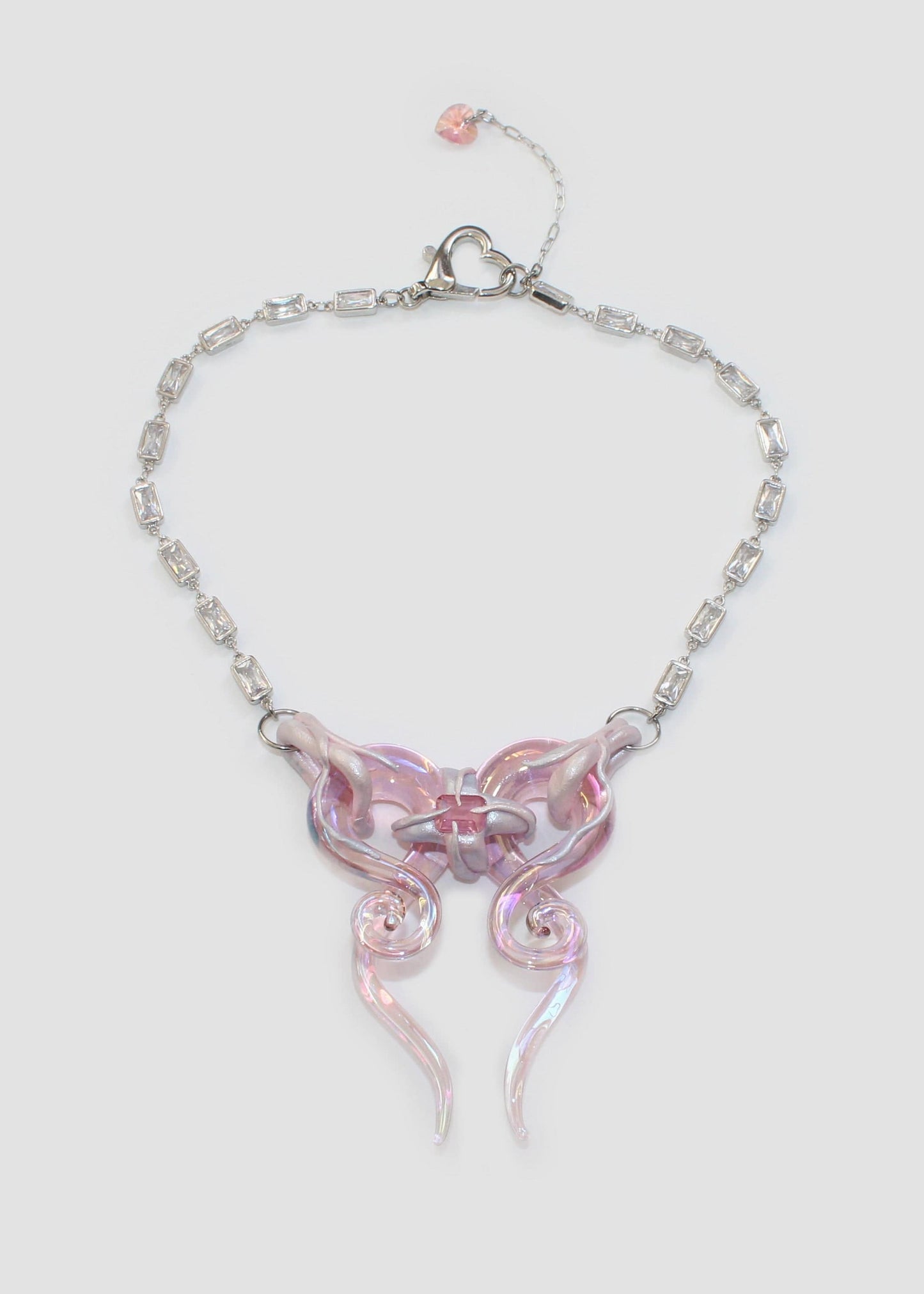 Iridescent Pink Bow Necklace-Emma Pryde-APOC STORE