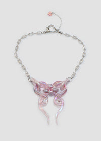 Iridescent Pink Bow Necklace-Emma Pryde-APOC STORE