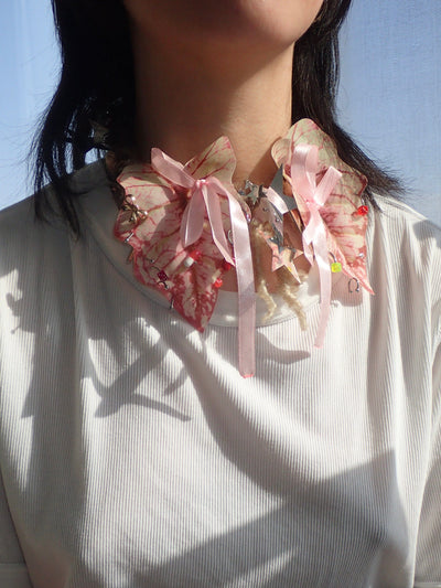 pink leaf handmade necklace-Strangefruit-APOC STORE