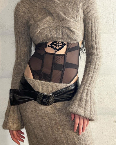 Mesh Bodysuit with crochet detail black-Nastyamasha-APOC STORE