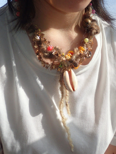 golden shell handmade necklace-Strangefruit-APOC STORE