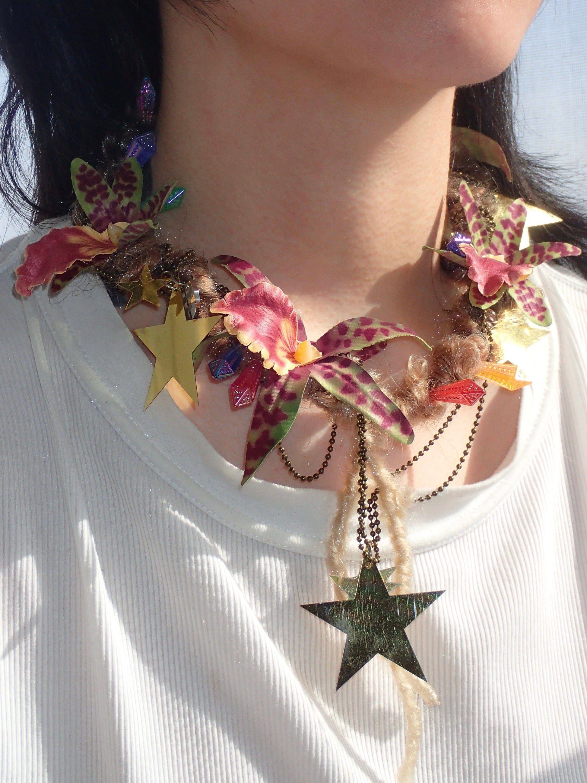 mini purple orchids handmade necklace-Strangefruit-APOC STORE