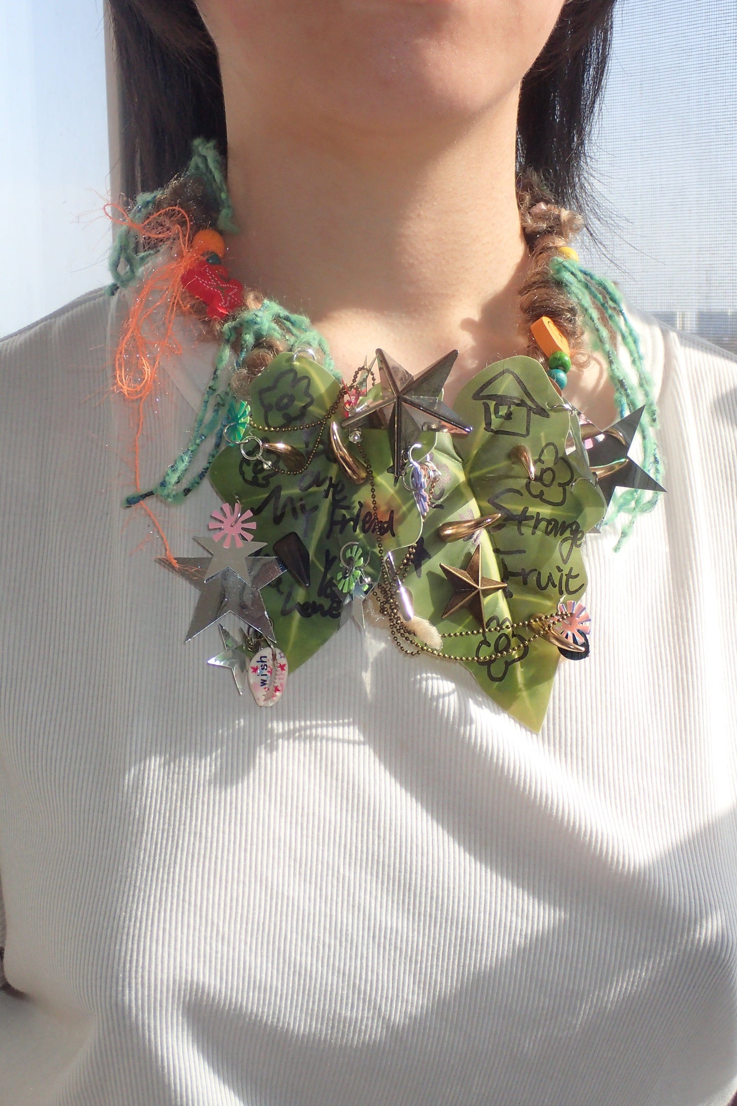 green leaf handmade necklace-Strangefruit-APOC STORE