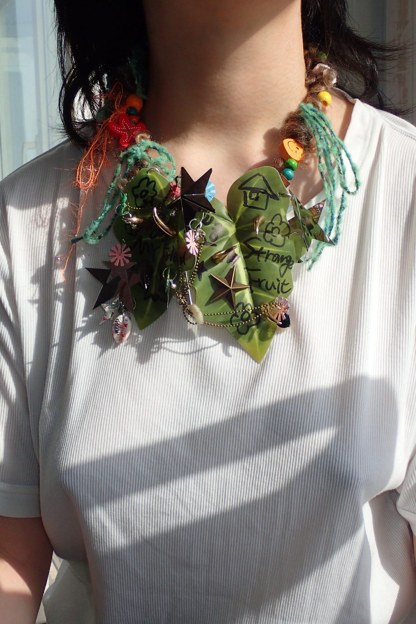 green leaf handmade necklace-Strangefruit-APOC STORE