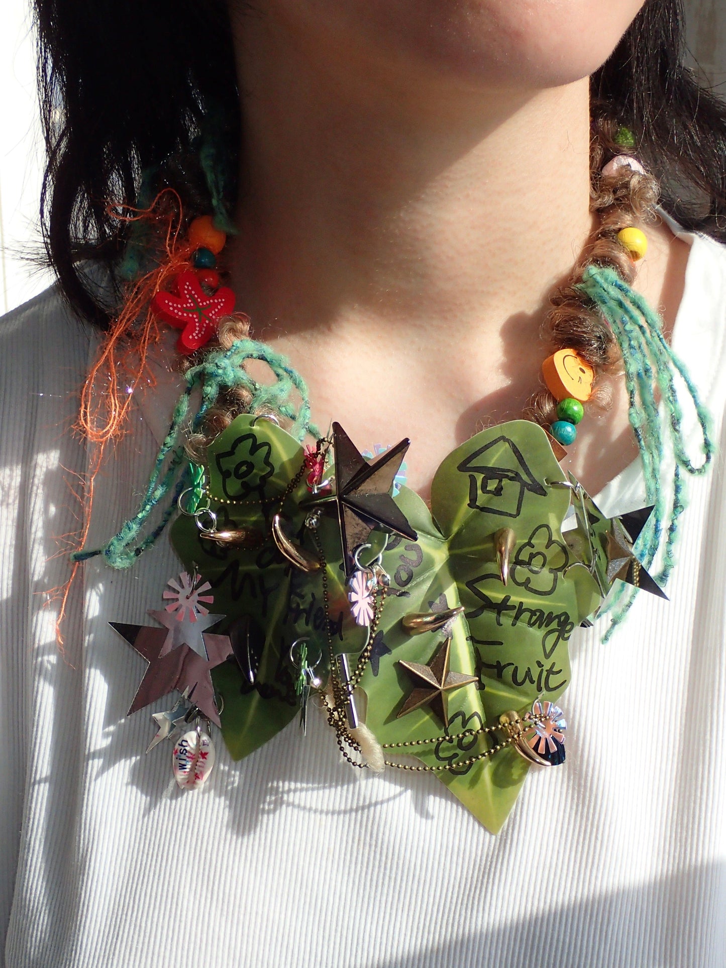 green leaf handmade necklace-Strangefruit-APOC STORE