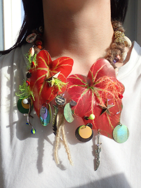 red leaf handmade necklace-Strangefruit-APOC STORE