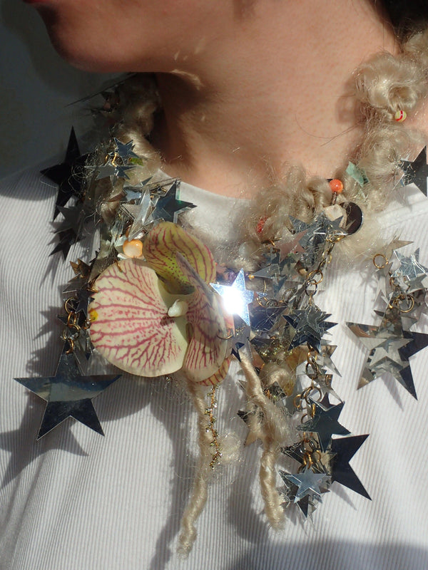 silver meteor orchid handmade necklace-Strangefruit-APOC STORE