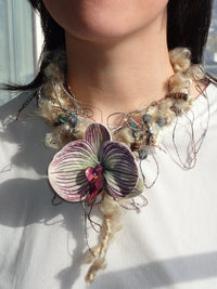 purple orchids handmade necklace-Strangefruit-APOC STORE