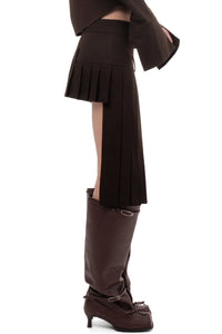 PLEATED MIDI/MINI SKIRT BROWN-Urte Kat-APOC STORE
