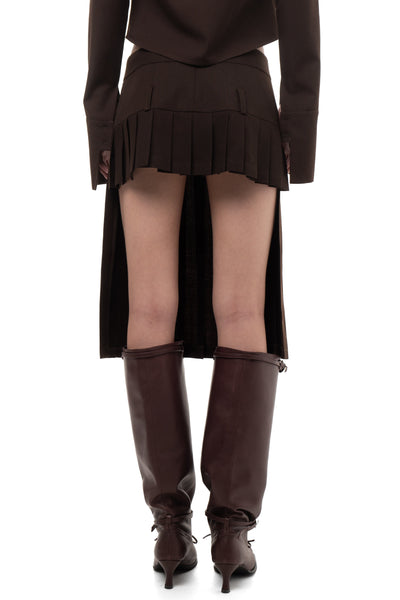 PLEATED MIDI/MINI SKIRT BROWN-Urte Kat-APOC STORE