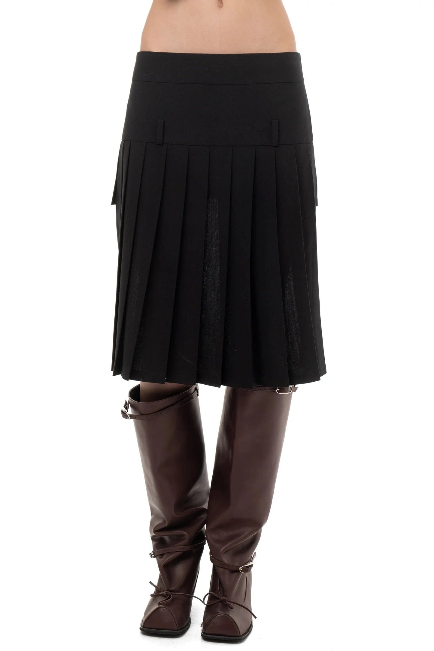 PLEATEDMIDI/MINISKIRTBLACK-Urte Kat-APOC STORE
