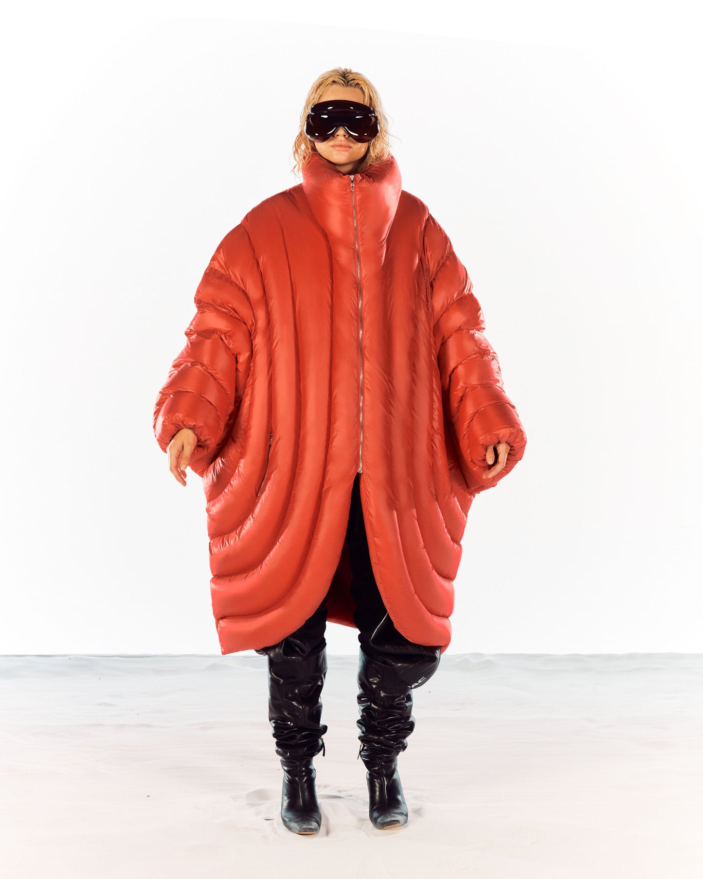 ION LONG PUFFER - RED-Izzy Du-APOC STORE