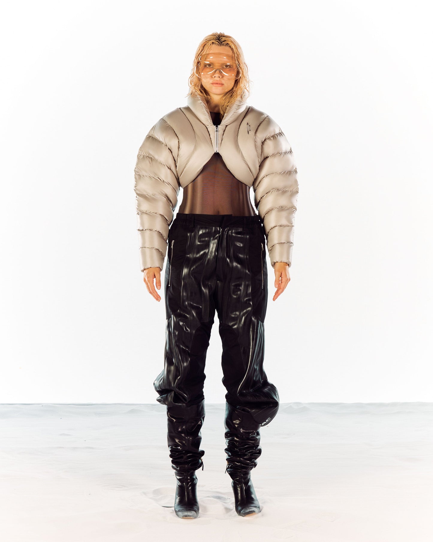 ION CROP PUFFER - BEIGE-Izzy Du-APOC STORE