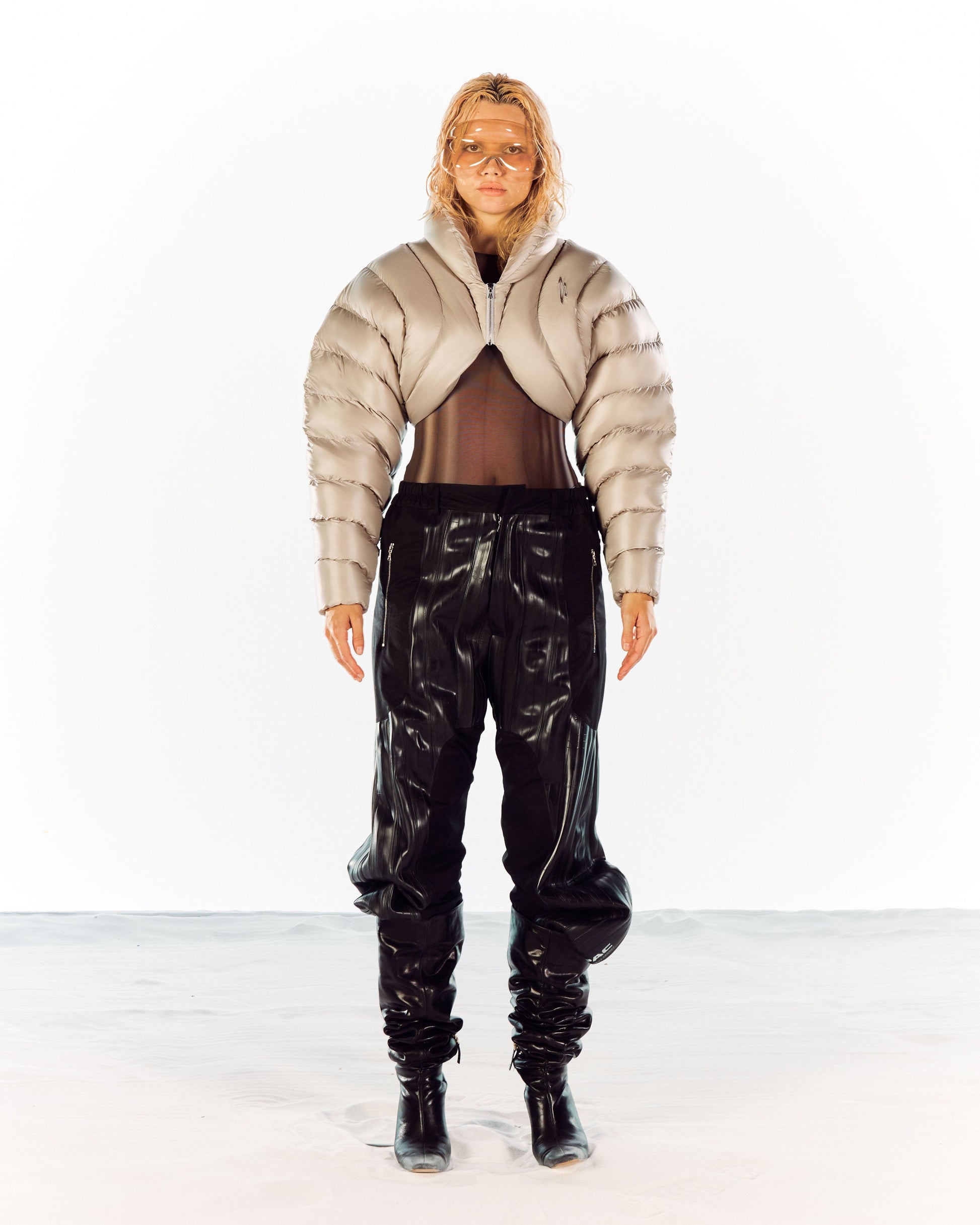ION CROP PUFFER - BEIGE-Izzy Du-APOC STORE