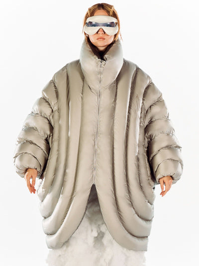 ION LONG PUFFER - BEIGE/GREY-Izzy Du-APOC STORE