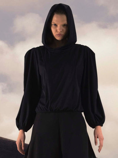 Hoodie top black-Izzy Du-APOC STORE