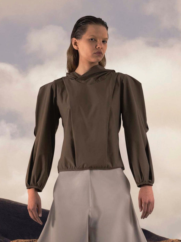 Hoodie top brown-Izzy Du-APOC STORE