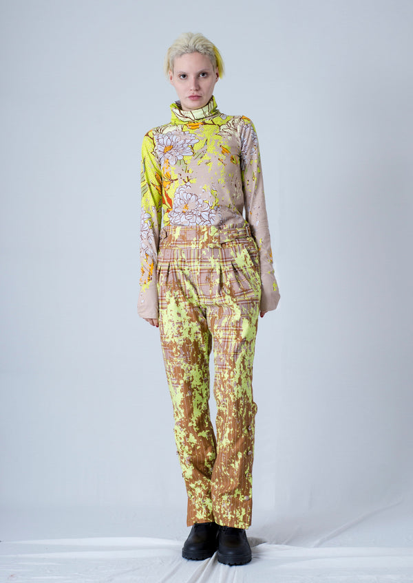 DISTRESSED VINTAGE FLORAL PRINT TURTLENECK-KAWAkEY-APOC STORE