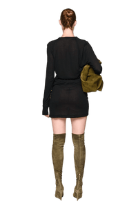 Kangaroo Pocket Long Sleeve Dress - Black-Karlaidlaw-APOC STORE