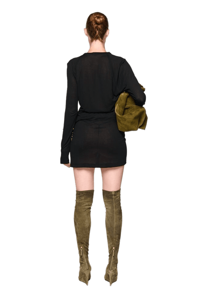 Kangaroo Pocket Long Sleeve Dress - Black-Karlaidlaw-APOC STORE