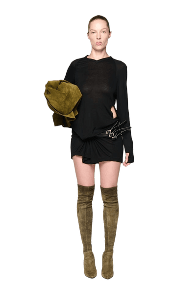 Kangaroo Pocket Long Sleeve Dress - Black-Karlaidlaw-APOC STORE
