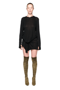 Kangaroo Pocket Long Sleeve Dress - Black-Karlaidlaw-APOC STORE