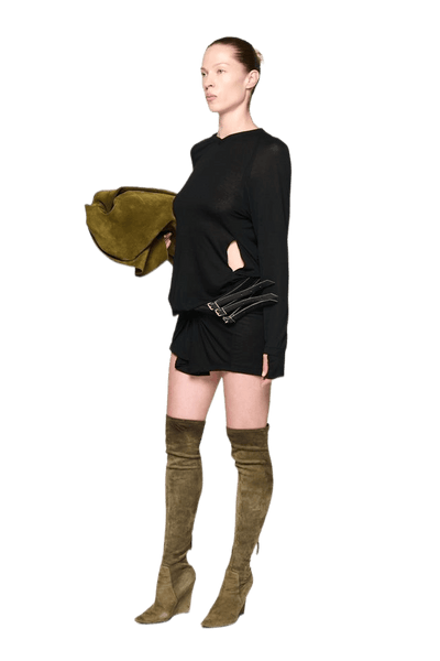 Kangaroo Pocket Long Sleeve Dress - Black-Karlaidlaw-APOC STORE