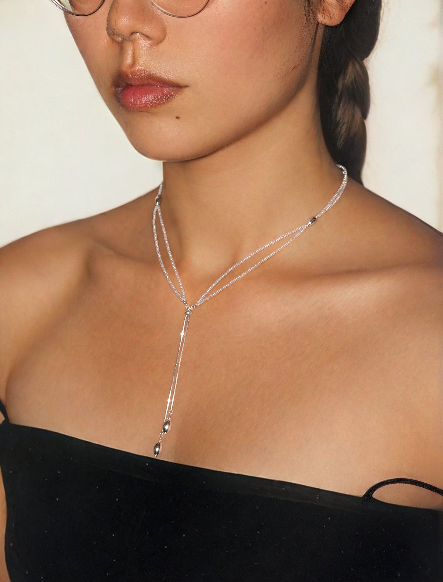 Silver tassel necklace 06-Jaekim-APOC STORE