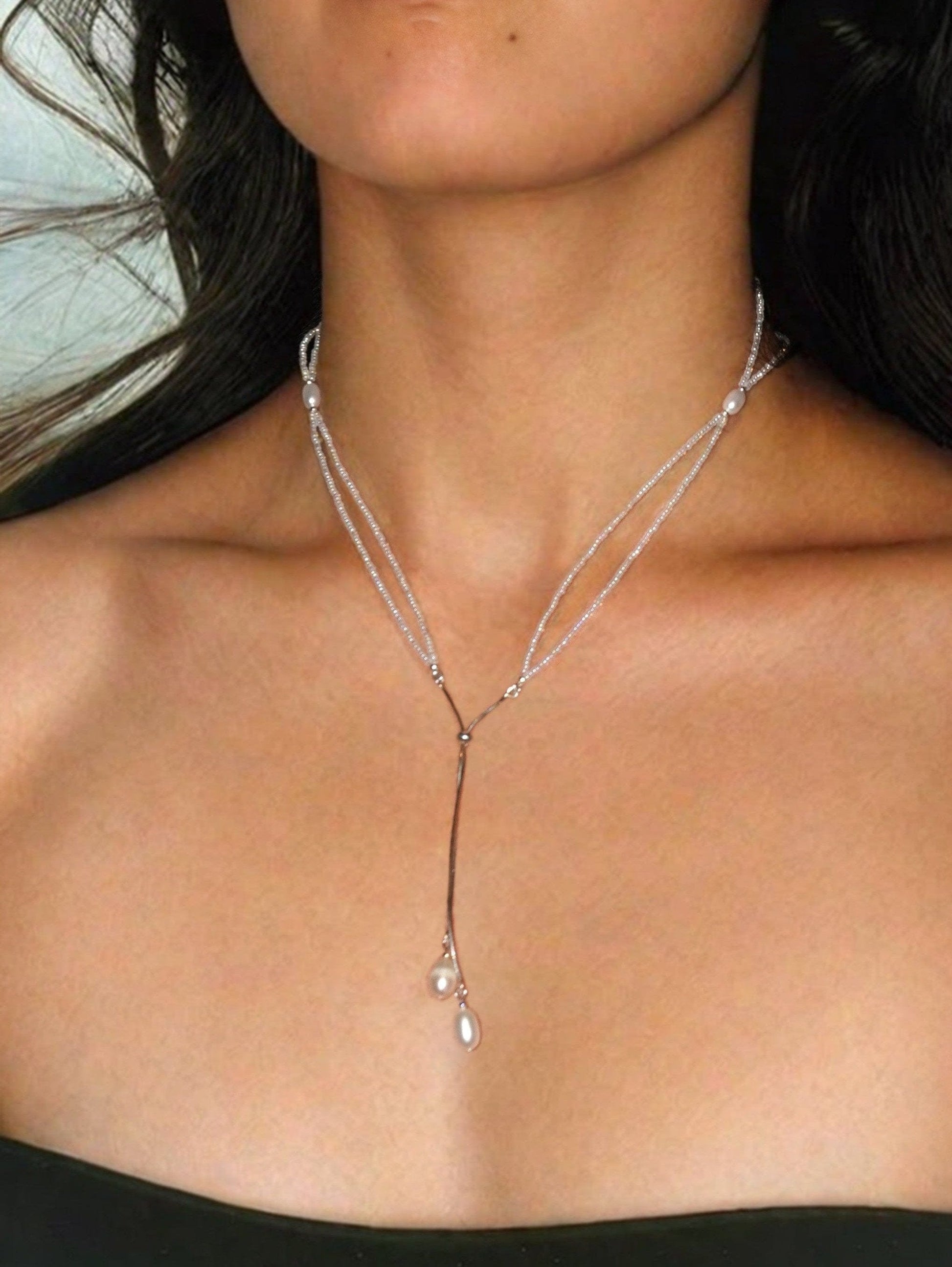 Pearl tassel necklace 06-Jaekim-APOC STORE