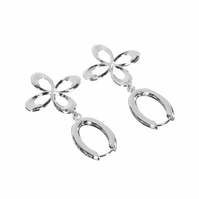 surgery clover logo earrings 'silver'-Surgery-APOC STORE